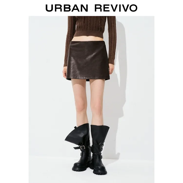【钟楚曦同款】UR2025秋季新款女复古摩登超短款半裙UYY550052