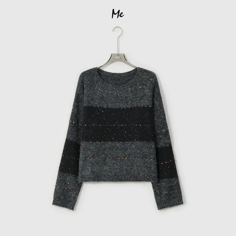 ME【雪夜星河】满天星羊毛花纱拉毛时尚百搭宽松针织毛衣MESA2221