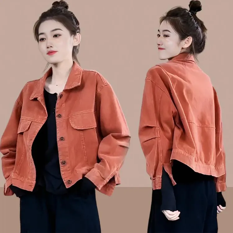 2025春秋季新款女士短外套牛仔工装上衣爆款短款小个子女装洋气