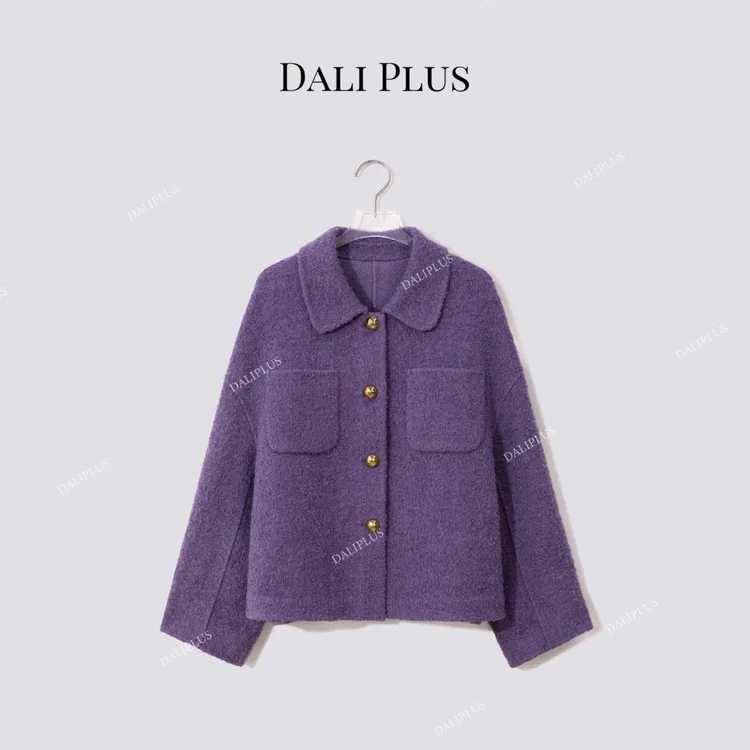 DALI PLUS“苏力羊驼毛”短款翻领单排扣双面呢外套-D5CH4815