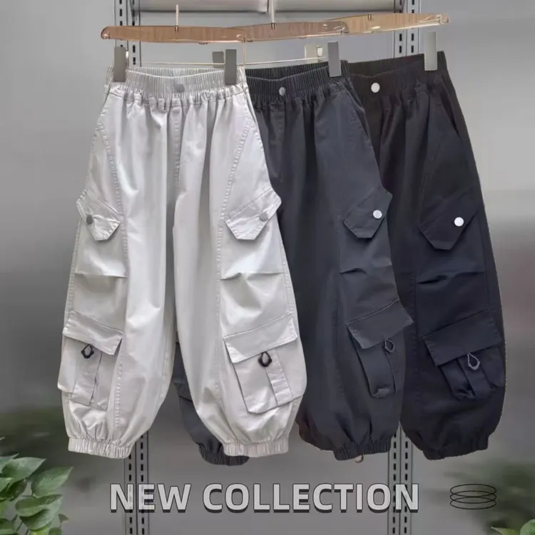 【弹力水洗棉】男童工装裤春秋款儿童工装休闲裤2025新款中大童裤子