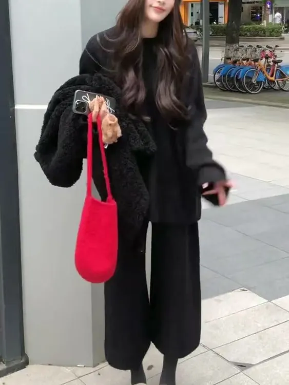 毛衣女款爆款2025秋冬新款洋气韩版时尚慵懒风高级感毛衣休闲套装