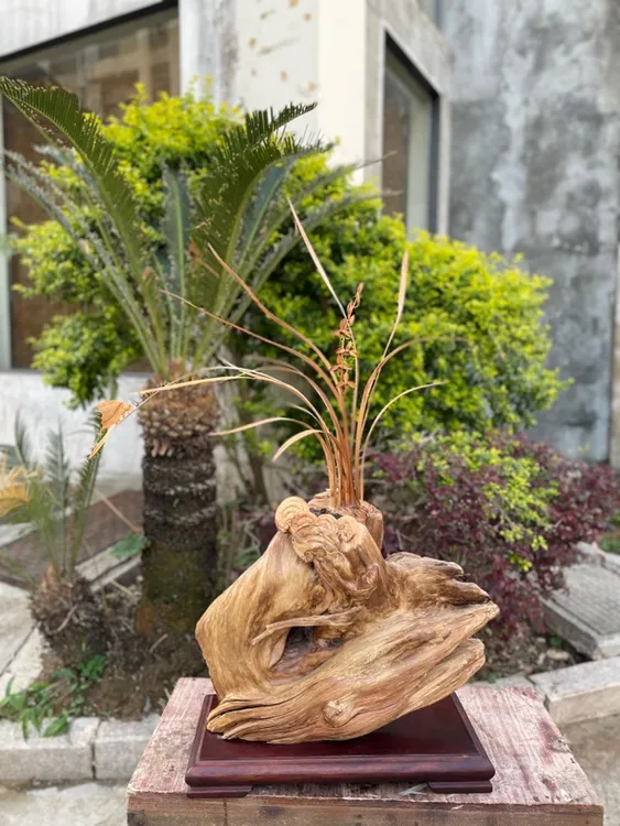 木雕工艺品摆件纯手工制作酒店玄关摆设老料创意雕刻风化微景观