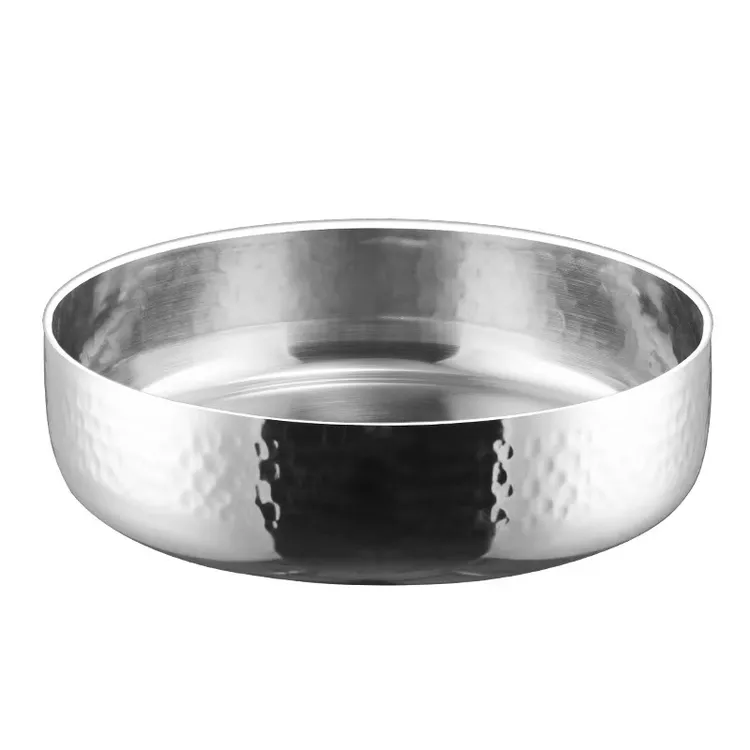 18-10不锈钢三层钢加厚锤纹水果点心盘