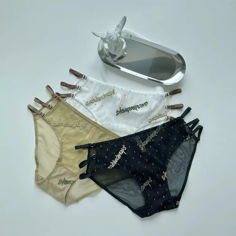 欧美风镂空内裤女士低腰夏季薄款网纱蕾丝性感三角裤少女透气