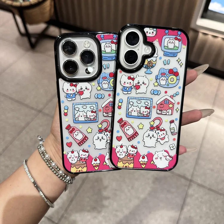 卡通吉伊凯蒂猫亚克力二合一适用苹果16iPhone13/14/15手机壳防摔