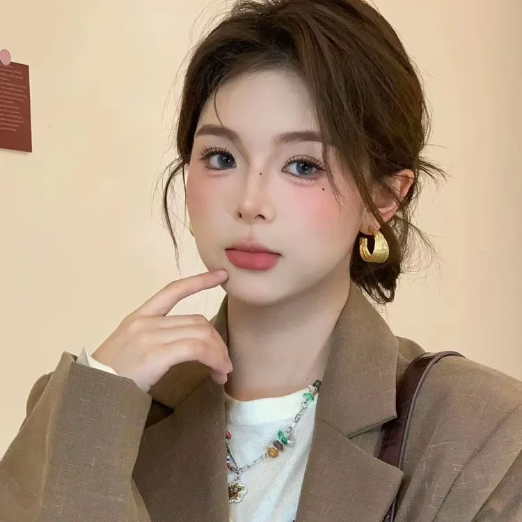 黄铜无非金属耳饰 2个时尚潮款简约铜合金气质耳环小众百搭素款