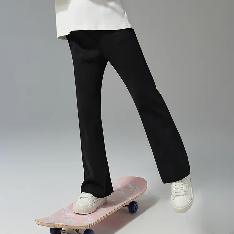 笛莎女童洋气微喇休闲裤秋冬季新款加绒加厚微喇叭裤子-9M245A402