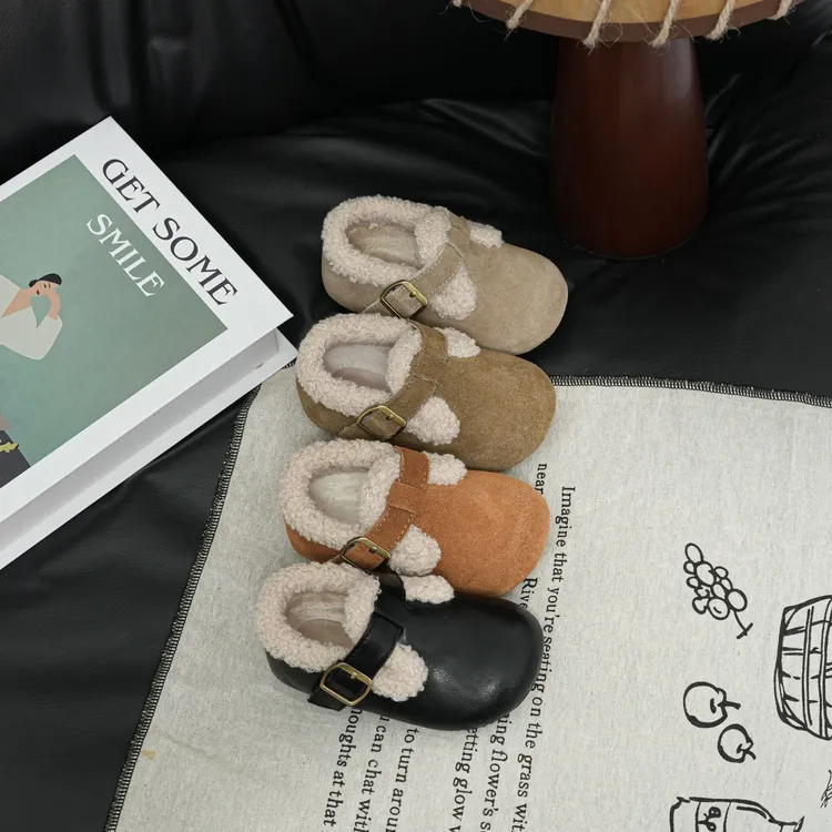 女宝宝勃肯鞋加绒儿童棉鞋软底婴幼儿防滑学步鞋毛毛鞋冬季保暖