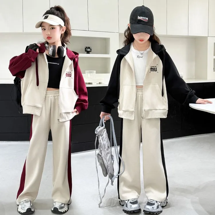 女童套装秋装运动中大童春秋季2025新款洋气时髦儿童女孩两件套潮