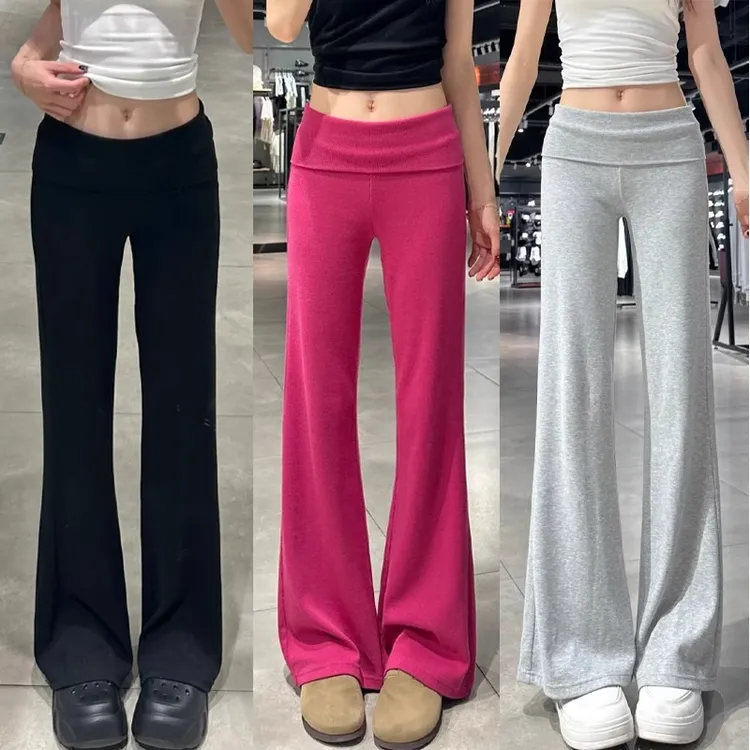 修身辣妹喇叭裤女夏季薄2025新款高腰显瘦小个子裸感运动微喇裤子