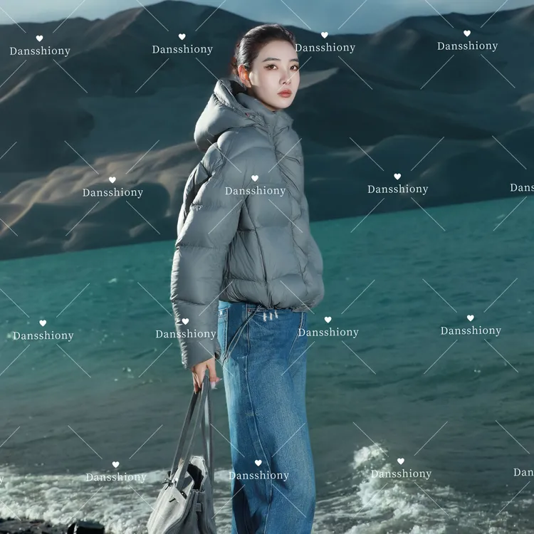 明星同款新国标90绒短款龟背泡芙可拆卸连帽羽绒服女