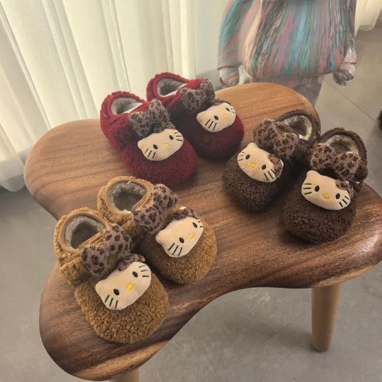 儿童鞋子2025冬季新款韩系女童可爱猫咪毛毛鞋小宝宝卡通加绒棉鞋