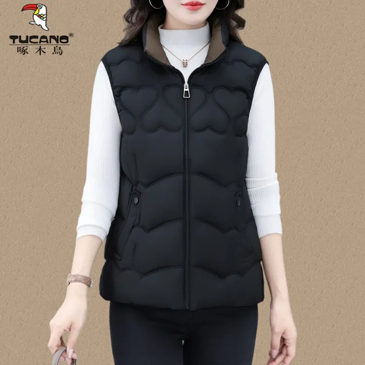 啄木鸟女士棉服马甲女秋冬季2025新款妈妈洋气减龄轻薄款保暖马夹