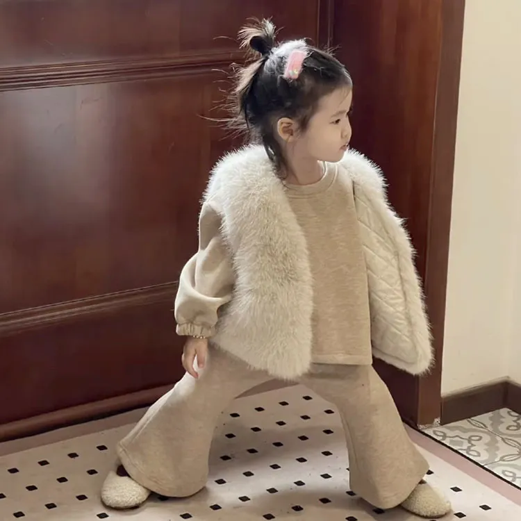 2025新款环保皮草马甲儿童仿狐狸毛背心加厚保暖马甲毛茸茸坎肩潮