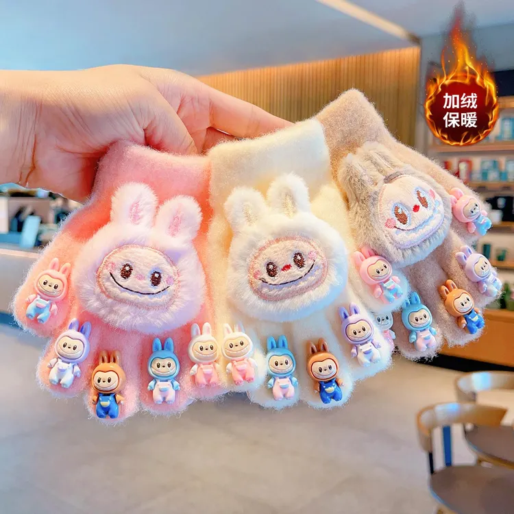 儿童手套新款卡通可爱小女孩五指套冬季男女童防寒保暖宝宝手指套