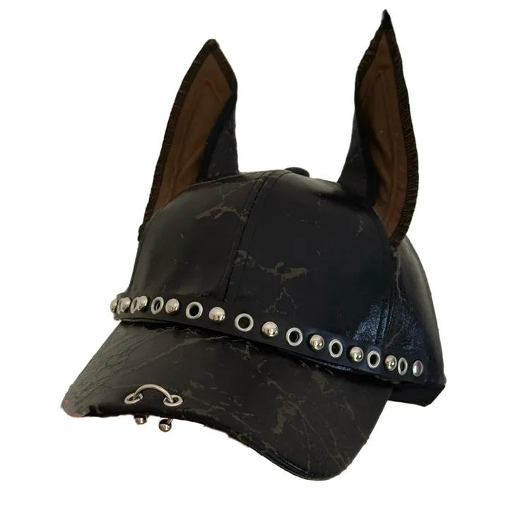 【17SR】杜宾犬铆钉暗黑风宽檐帽万圣节暗黑风金属扣小众