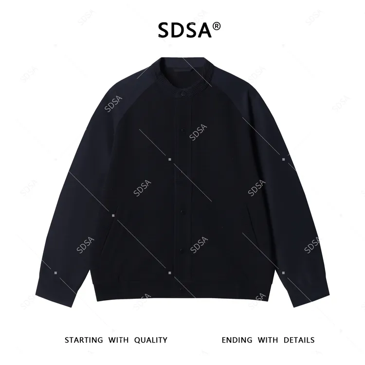 SDSA男士秋冬新款轻奢痞帅男装肌理按扣立领针织夹克百搭开衫外套