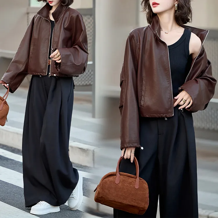 短款蛋白皮柔软皮衣2025春季新款女装时尚帅气炸街外套