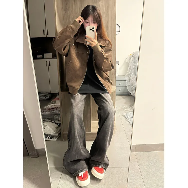 美拉德棕色皮衣外套男秋季穿搭痞帅高级感短款工装夹克美式机车服
