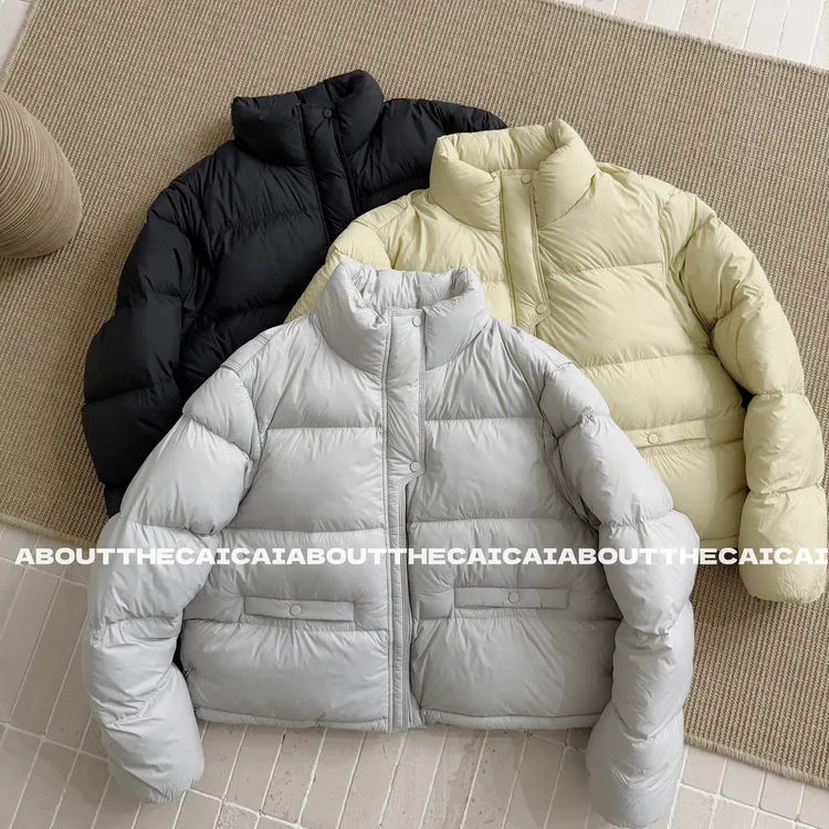CAICAI/90白鸭绒立领短款羽绒服女韩系显瘦廓形保暖冬季新款外套