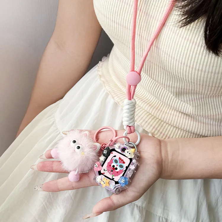 适用华为儿童手表表带5X/5Xpro挂脖绳4X/4Pro毛绒挂绳表壳3X/3Pro