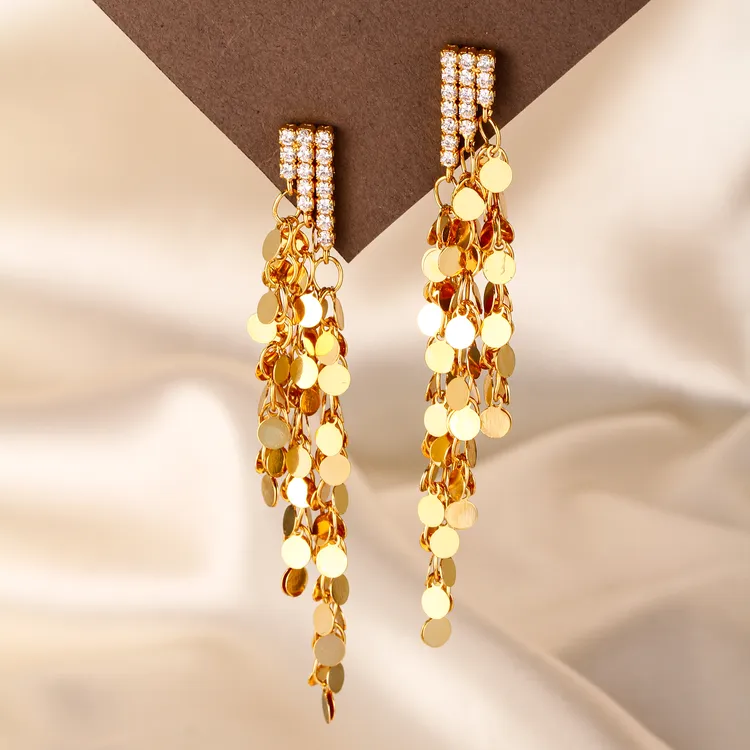 【KEFAN珂梵】欧美风金色长流苏日韩耳环时尚轻奢长款气质耳饰