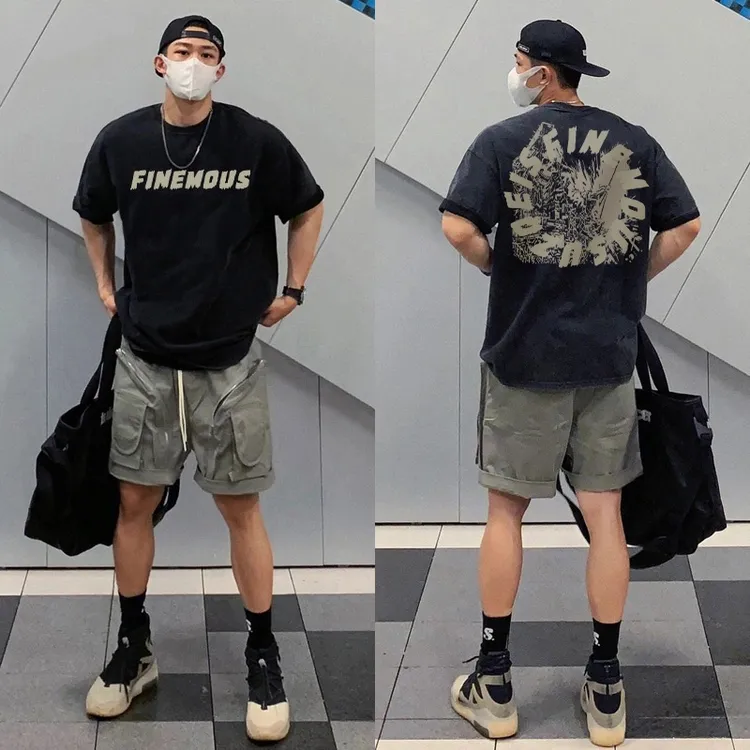 美式小众高级感印花潮牌短袖T恤男夏季重磅纯棉260克休闲宽松上衣