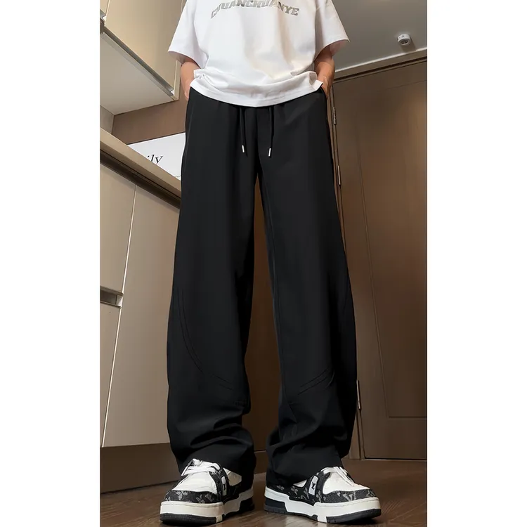 金狐狸工装宽松裤子男款夏季冰丝裤时尚舒适百搭透气潮流弹力长