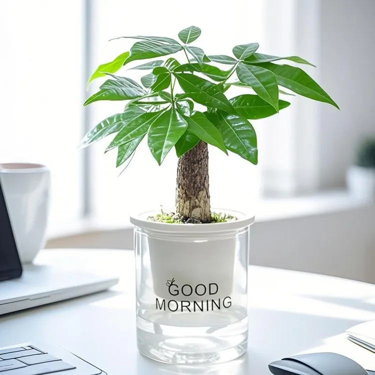 发财树小盆栽花卉绿植物办公室内吸甲醛绿萝文竹水培发财树好养