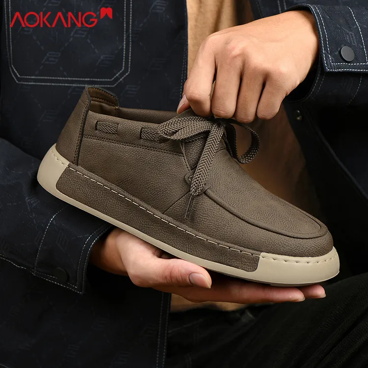 奥康官方正品男鞋秋季老钱风马丁靴百搭板鞋加绒保暖工装休闲棉鞋