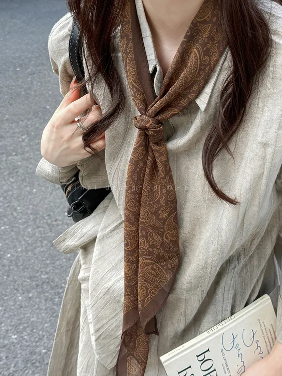 非金属布艺项链 复古腰果丝巾项链女2025新款秋冬气质毛衣链配饰