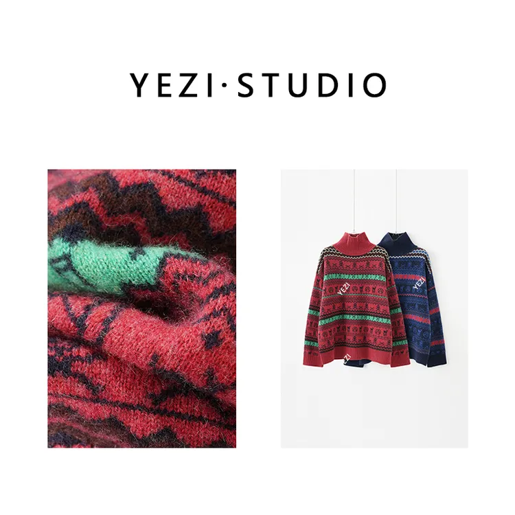 【圣诞夜】重磅百百山羊.绒圣诞氛围提花费尔岛高领针织衫25419022