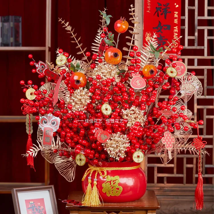 乔迁暖居新婚新居布置装饰用品发财果福桶摆件搬家入宅新年装饰花