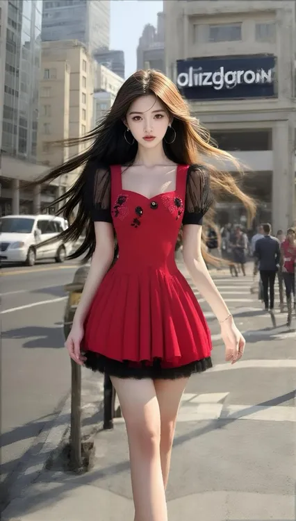 夏季新款2025红色低领收腰蕾丝短袖连衣裙女小众设计时尚高级显瘦