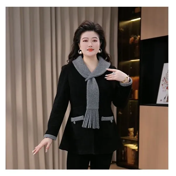 定制女装秋冬季新款显瘦保暖拼接时尚洋气百搭上衣25A0481