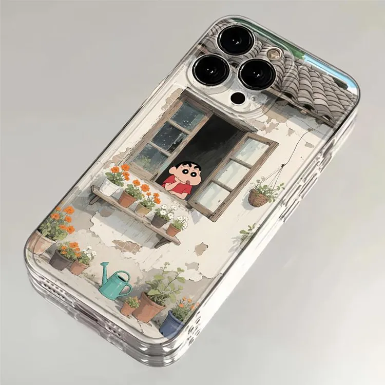 发呆小新适用iphone17手机壳苹果16小米VIVO华为OPPO荣耀一加卡通