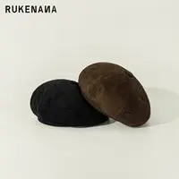 鹿可娜娜RUKENANA【柔焦麂理】麂皮绒八角贝蕾帽秋冬日系复古画家帽