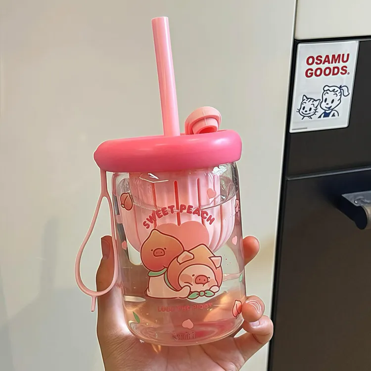lulu猪吸管杯水杯女生高颜值大容量学生上学专用杯子茶水分离杯