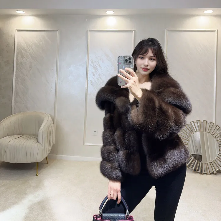 黑金农夫貂经典毛毛皮草外套2025秋冬时尚2025年女款流行外套秋冬