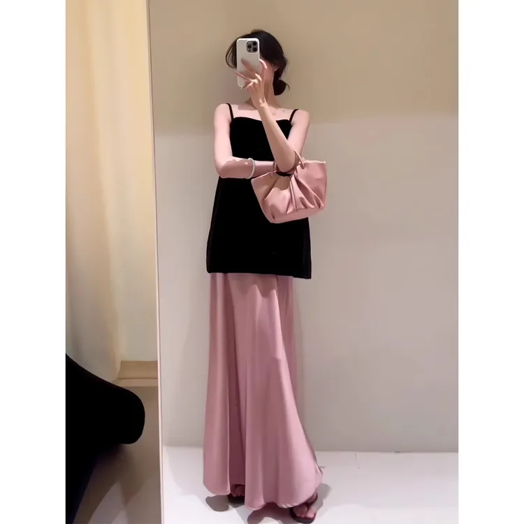 辣妹两件套女夏季2025新款轻熟风韩版宽松无袖吊带上衣高腰半身裙