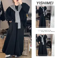 秋装搭配一整套2025年新款韩系百搭圆领长袖上衣高腰休闲裤两件套