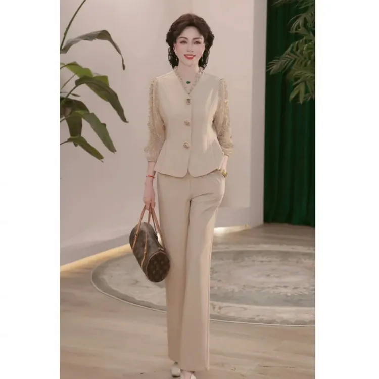 2025新款妈妈装秋装时尚套装气质中年女装宽松两件套显瘦上衣裤子