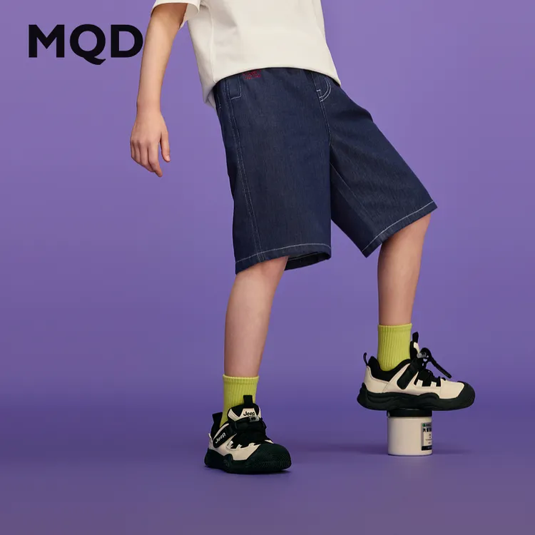 MQD【五分裤】男童夏季新品学院中大童休闲百搭牛仔裤9652W1403