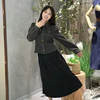 【婷婷专属】2025秋季新款上衣牛仔衬衫外套女+半身裙套装15591
