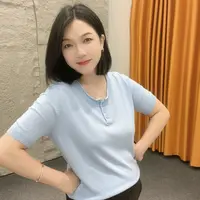 5312新款夏季弹力大微胖显瘦【大米家上衣】纽扣可解开两种穿搭纯欲