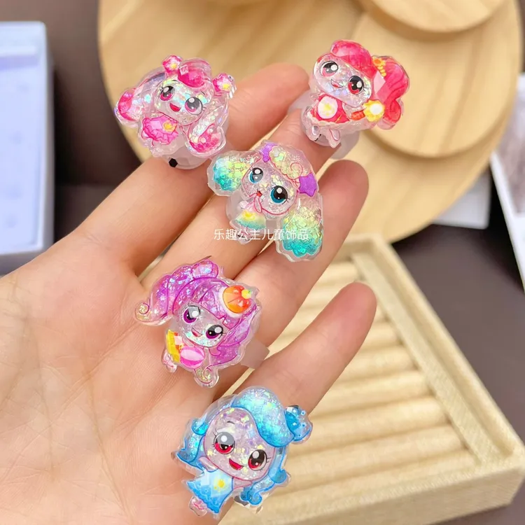 儿童发光戒指奇妙萌可夜光手指指环卡通儿童戒指摆摊生日礼物玩具