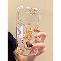 适用苹果iphone17promax透明小熊16pro可爱15个性创意14ins手机壳