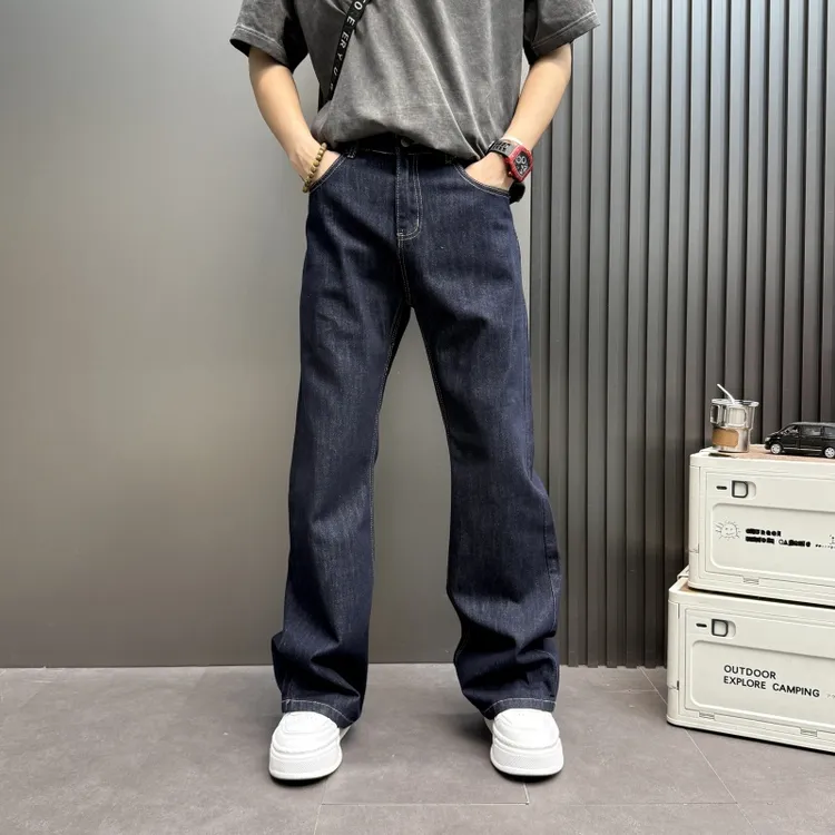 2025秋季宽松直筒裤美式高街纯色休闲裤美式百搭牛仔裤男士哈伦裤