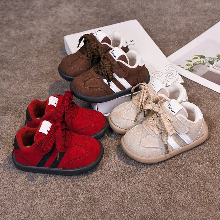 秋冬新款宝宝加绒二棉运动鞋女童皮面阿甘鞋儿童保暖休闲鞋小童韩